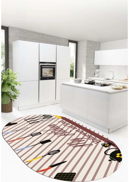 Mutfak Araçları Desenli Yıkanabilir Kaymaz Oval Mutfak Halısı, O-Mutfak-32-Renkli, fiyatları