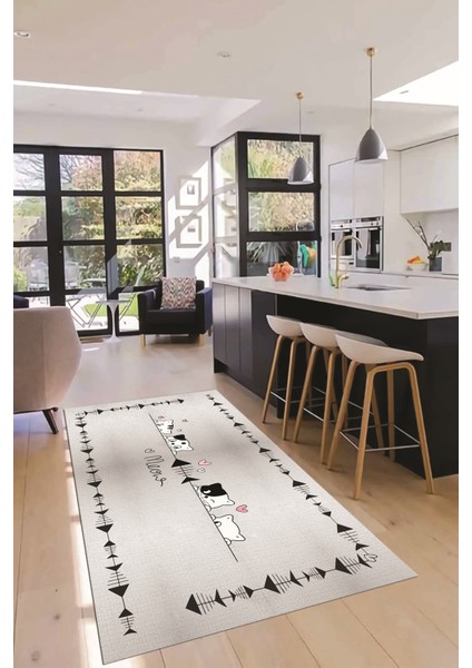 Sevimli Hayvanlar Desenli Kaymaz Taban Yıkanabilir Mutfak Halısı, Mutfak-10-Gri, fiyatları