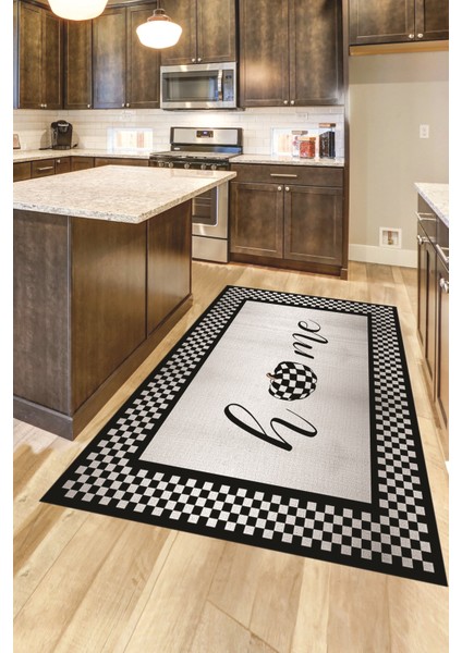 Dijital Baskılı Kaymaz Yıkanabilir Home Yazılı Mutfak Halısı, Mutfak-12-Siyah, modelleri