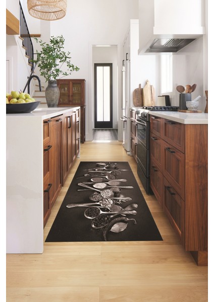 Baharat Temalı Kaymaz Taban Yıkanabilir Modern Mutfak Halısı, Mutfak-33-Vizon, fiyatları