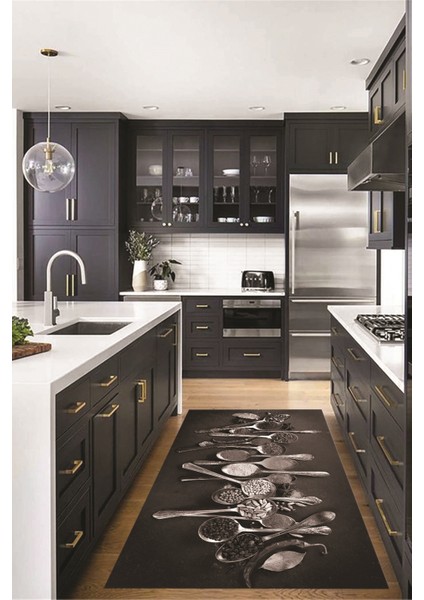 Baharat Temalı Kaymaz Taban Yıkanabilir Modern Mutfak Halısı, Mutfak-33-Vizon, indirimleri