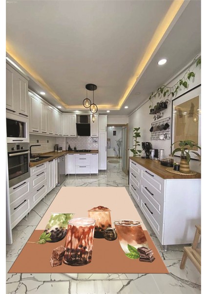 Çikolata Buz Motifli Yıkanabilir Kaymaz Taban Mutfak Halısı, Mutfak-37-Kahve, fırsatları