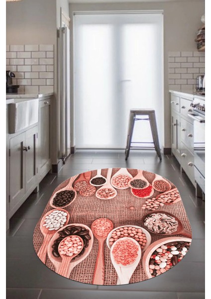 3D Kaşık Baharat Temalı Kaymaz Taban Yıkanabilir Oval Mutfak Halısı, O-Mutfak-29-Pembe, fiyatları