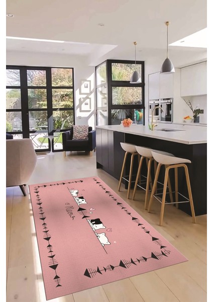 Sevimli Hayvanlar Desenli Kaymaz Taban Yıkanabilir Mutfak Halısı, Mutfak-10-Pembe, fiyatları