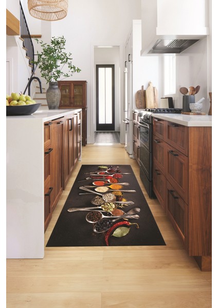 Baharat Temalı Kaymaz Taban Yıkanabilir Modern Mutfak Halısı, Mutfak-33-Renkli, fiyatları
