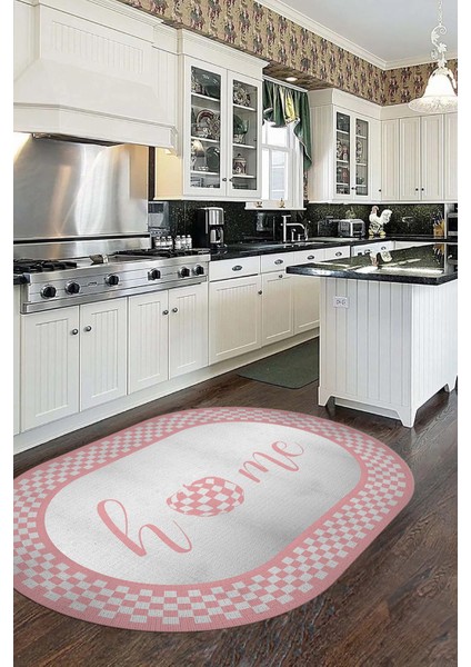 Dijital Baskılı Kaymaz Yıkanabilir Home Yazılı Oval Mutfak Halısı, O-Mutfak-12-Pembe, modelleri