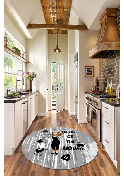 Dijital Baskılı Kaymaz Taban Yıkanabilir Renkli Desenli Yuvarlak Mutfak Halısı, Y-Mutfak-39-Gri, modelleri