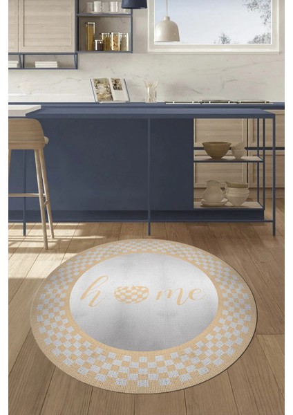 Dijital Baskılı Kaymaz Yıkanabilir Home Yazılı Yuvarlak Mutfak Halısı, Y-Mutfak-12-Krem, fiyatları