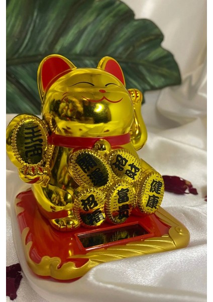 Maneki Neko Feng Shui Bereket Şans Mutluluk Çağıran Şans Kedi Sarı Gold