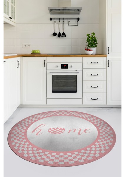 Dijital Baskılı Kaymaz Yıkanabilir Home Yazılı Yuvarlak Mutfak Halısı, Y-Mutfak-12-Pembe, fırsatları