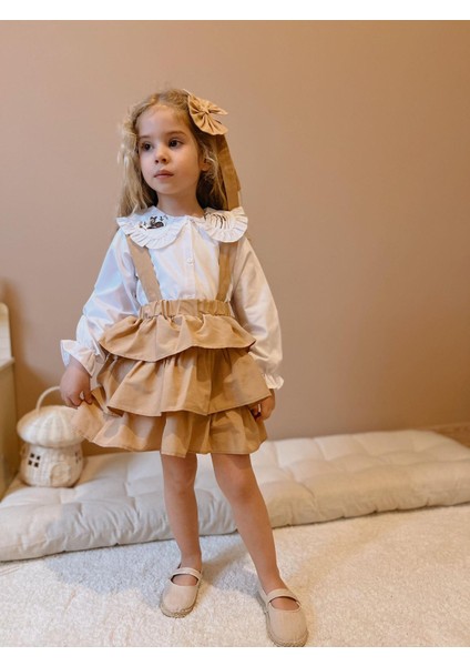 Yigit Butik Gömlek Kombinli Kız Çocuk Salopet modelleri