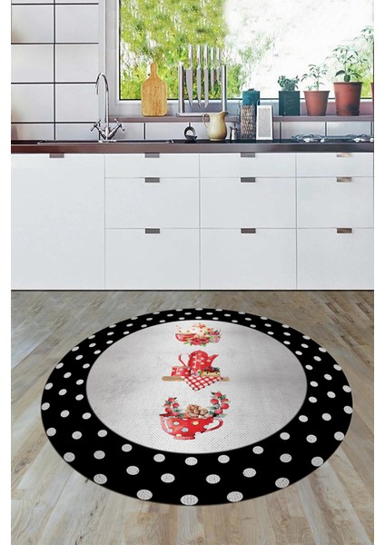 Dijital Yıkanabilir Kaymaz Fincan Çiçek Desenli Yuvarlak Mutfak Halısı, Y-Mutfak-01-Renkli, fiyatları