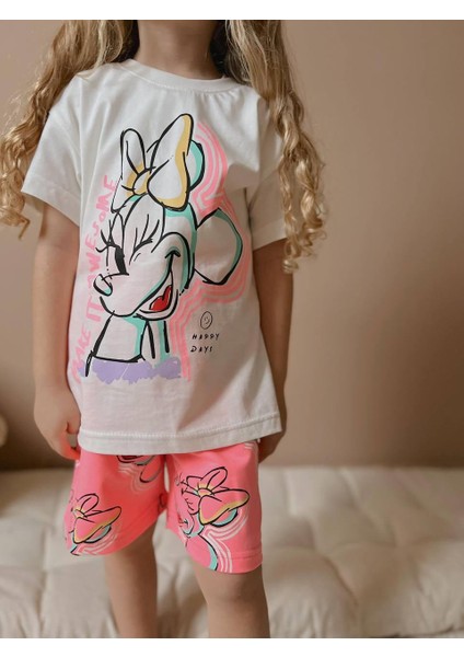 Yigit Butik Minnie Baskılı Şortlu Kız Çocuk Takım