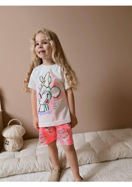 Yigit Butik Minnie Baskılı Şortlu Kız Çocuk Takım