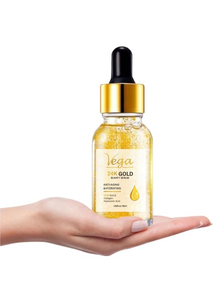 24K Altın Parçacıklı Hyaluronik Asit İçeren Karşıtı Kolajen Cilt Bakım Serum 30 ml