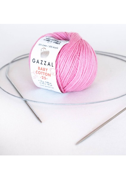 50-99M Baby Cotton 25 gr Amigurimi, Punch El Örgü Ipligi Taka Yarn (3468) 25 - 49 gr Pembe Pamuk &
