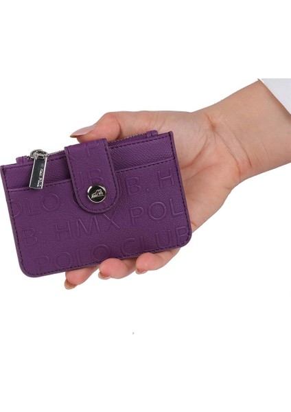 Bozuk Para Bölmeli Kullanışlı Küçük Kartlık Cüzdan Mor