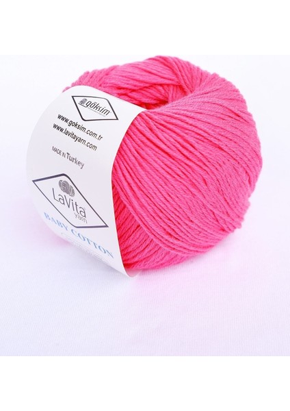 50 - 99 gr Baby Cotton 50 gr Amigurumi, Punch, El Örgü Ipi Taka Yarn (Koyu FUSYA-4139) Pamuk & Akri