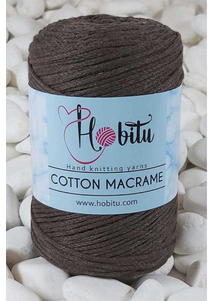 Beyaz Koyu Kahve Cotton Macrame Örgü Ipi 169
