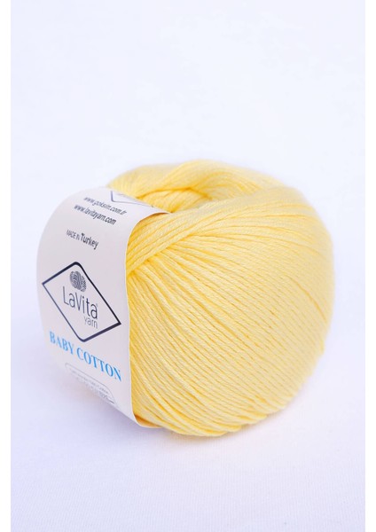 50 - 99 gr Baby Cotton 50 gr Amigurumi, Punch, El Örgü Ipligi, Taka Yarn (Bebe SARI-2025) 150-199M