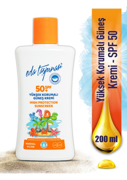 Eda Taşpınar Mineral Filtreli Yüksek Korumalı Güneş Kremi Spf 50+ Kids 200 ml