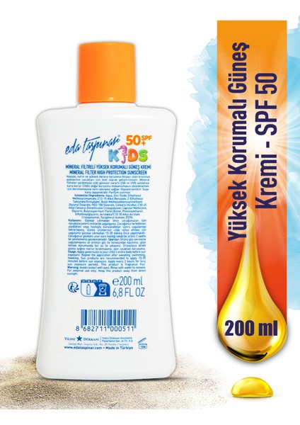 Eda Taşpınar Mineral Filtreli Yüksek Korumalı Güneş Kremi Spf 50+ Kids 200 ml