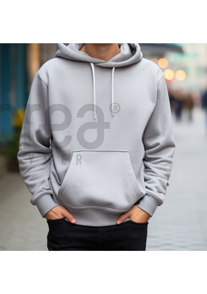 Crea Eymer Wear Istanbul Yırtık Desenli Tasarım Baskılı Oversize Hoodie Sweatshirt Gri