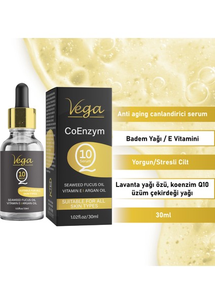 Q10 Enzym Serum Argan Oil. Fucus Oil. Lavanta Yağı Özü, Badem Yağı Üzüm Çekirdeği Yağı 30 ml