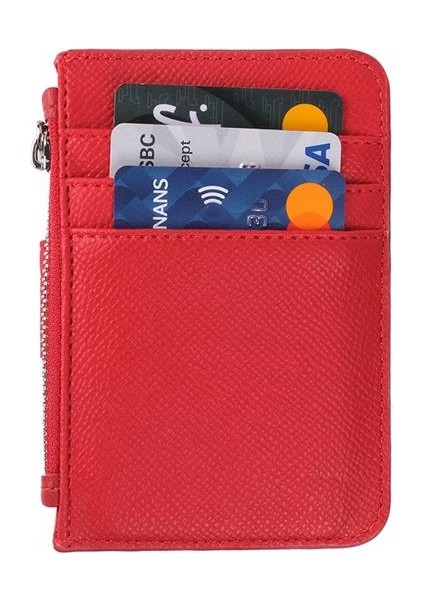 Bozuk Para Bölmeli Kullanışlı Küçük Kartlık Cüzdan Kırmızı fiyatları