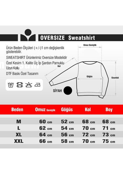 Crea Eymer Wear Kral Taç Illüstratif Baskılı Oversize 3 Iplik Hoodie Sweatshirt