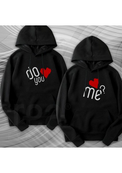 Crea Eymer Wear 14 Şubat Sevgililer Günü Çift Kombini Love Me Baskılı 3 Iplik Siyah Sevgililer Günü Sweatshirt