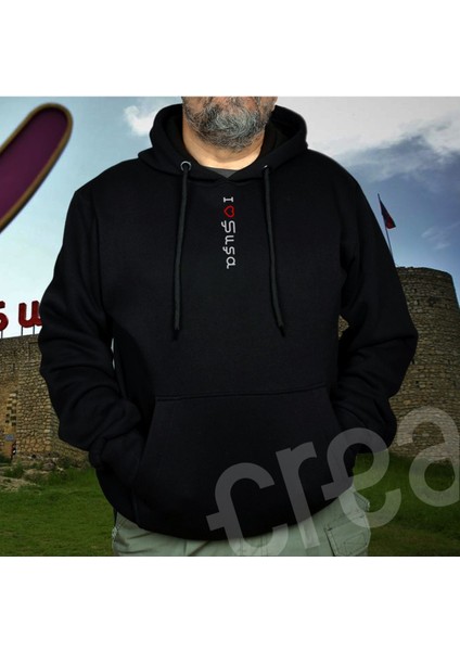 Crea Eymer Wear Love Şuşa Tasarım Baskılı Oversize Hoodie Sweatshirt Siyah