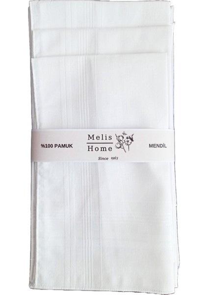 Melis Home Beyaz Mendil, 12 Adet, 39x39 cm. %100 Pamuk