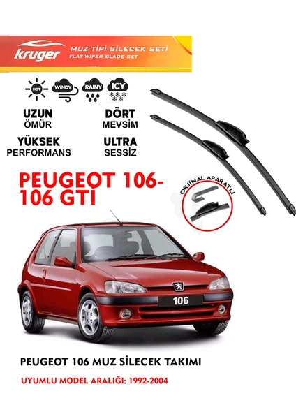 Peugeot 106 Vs 106 Gti (1992-2004) Muz Tipi Silecek Seti