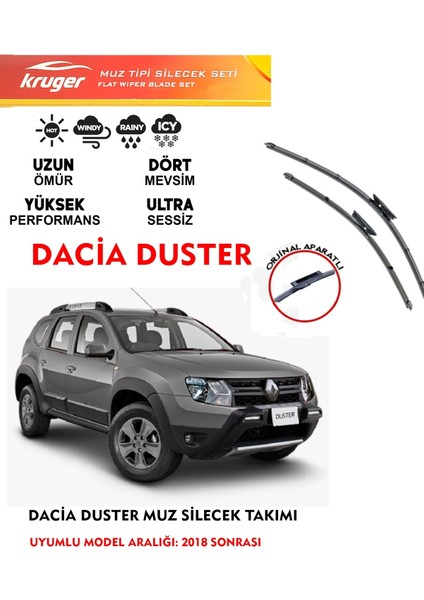 Dacia Duster 2018-2020 Arası Muz Silecek Seti Araca özel