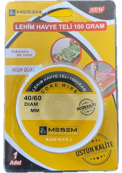 Meşem Lehim Teli - Elektronik Lehimleme Için Yüksek Kaliteli Lehim Teli (100 Gram, 1.00 Mm)