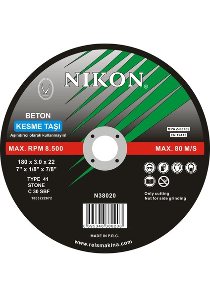 Beton Flex Kesme Taşı Düz 115X2.5X22MM 10 Adet