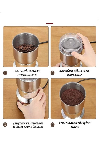 Elektrikli Kahve Değirmeni Öğütme Makinesi Tahıl Fındık Baharat Tahıl Öğütücü