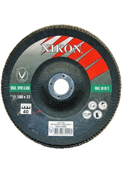 Zirkonyum Flap Disk 180MM 40 Kum 10 Adet