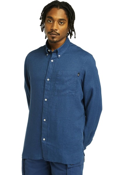 TB0A66B9 Linen Chest Pocke Erkek Gömlek