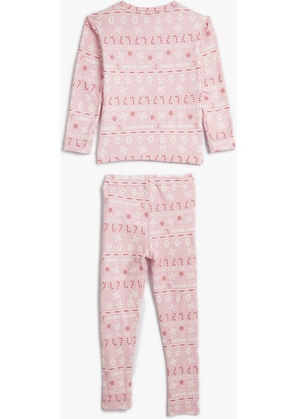 Pijama Takımı Yılbaşı Temalı Baskılı Uzun Kollu 2 Parça