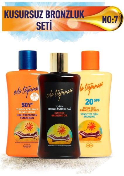 Eda Taşpınar Kusursuz Bronzluk Seti No:7 Yoğun Bronzlaştırıcı Spf0 & Beyaz Ten SPF20 & Krouyucu SPF50+