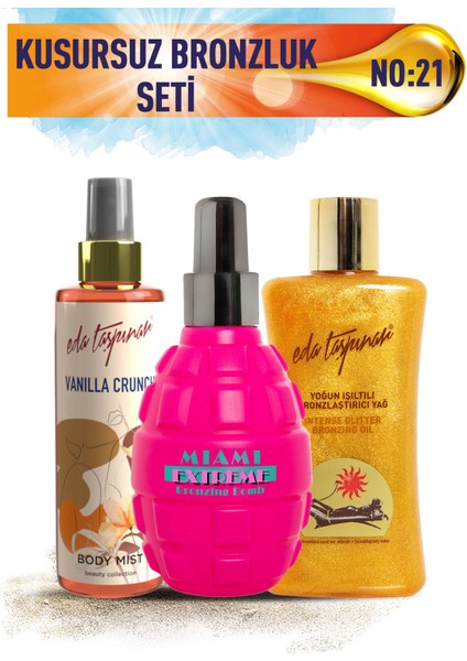 Kusursuz Bronzluk Seti No:21 Yoğun Işıltılı Spf0 & Miami Bomb & Vanilla Body Mist