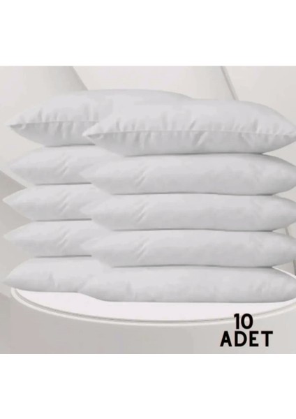 10 Adet Pamuklu Beyaz Fermuarlı 50X70 cm Iç Yastık Kılıfı 10 Adet Yastık Iç Astar