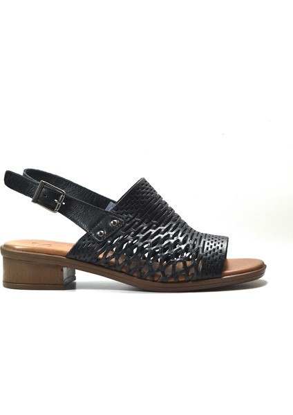 6001 Deri Siyah & Kahverengi Anatomik Kadın Sandalet