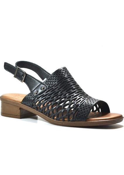 6001 Deri Siyah & Kahverengi Anatomik Kadın Sandalet fiyatları