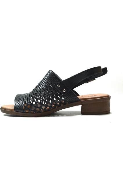 6001 Deri Siyah & Kahverengi Anatomik Kadın Sandalet modelleri