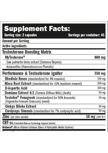 Mytotest V3 Test Booster Maca +Astaxanthin + Saw palmetto + rhodiola rosea + Testofen 90
