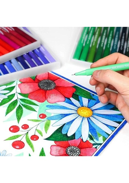 Hobi Market Art Çift Uçlu Dual Brush Marker Pen Fırça Uçlu Kalem Seti 120 Renk