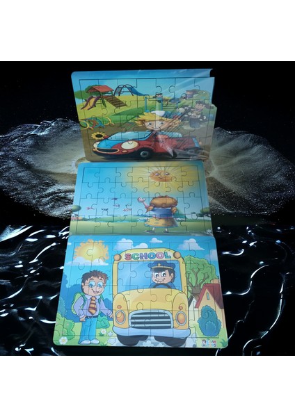 Ahşap 28 Parça 3 Lü Puzzle Set Yap Boz Set